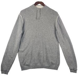 Wool & Co Quarter-Zip Pullover Sweater Men Large Gray Merino Wool/Cashmere EUC